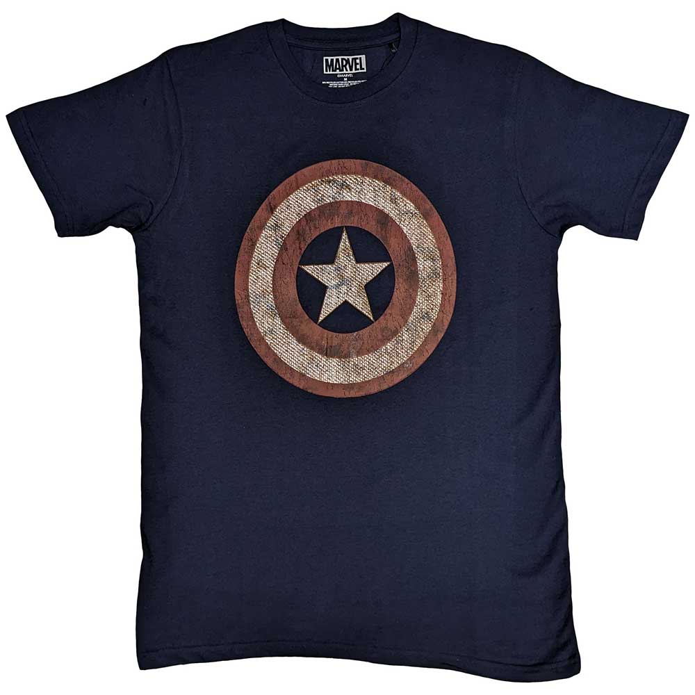 Marvel Comics | Captain America Embroidered Shield - T-Shirt Blue
