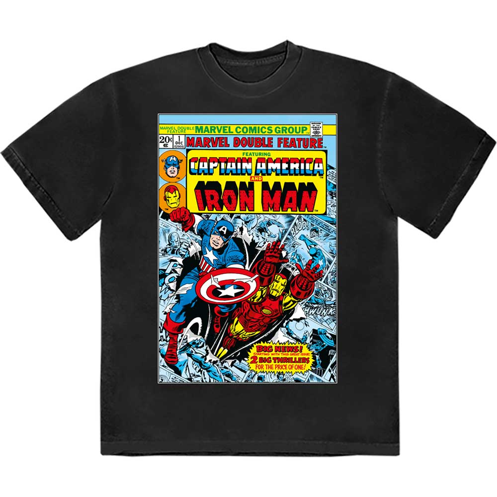Marvel Comics | Captain America & Iron Man Comic Cover - T-Shirt Black