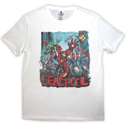 Marvel Comics | Deadpool Hero Scene Vintage - White