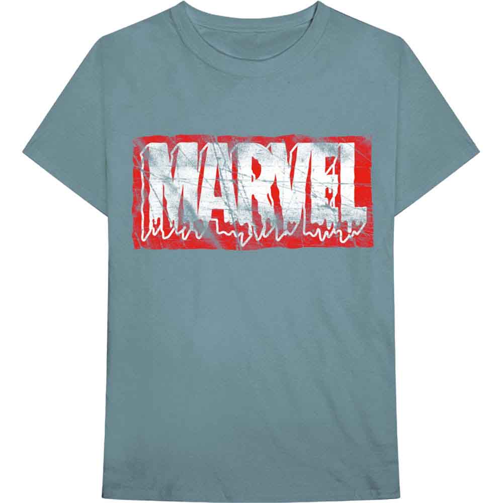 Marvel Comics | Distressed Dripping Logo - T-Shirt Blue