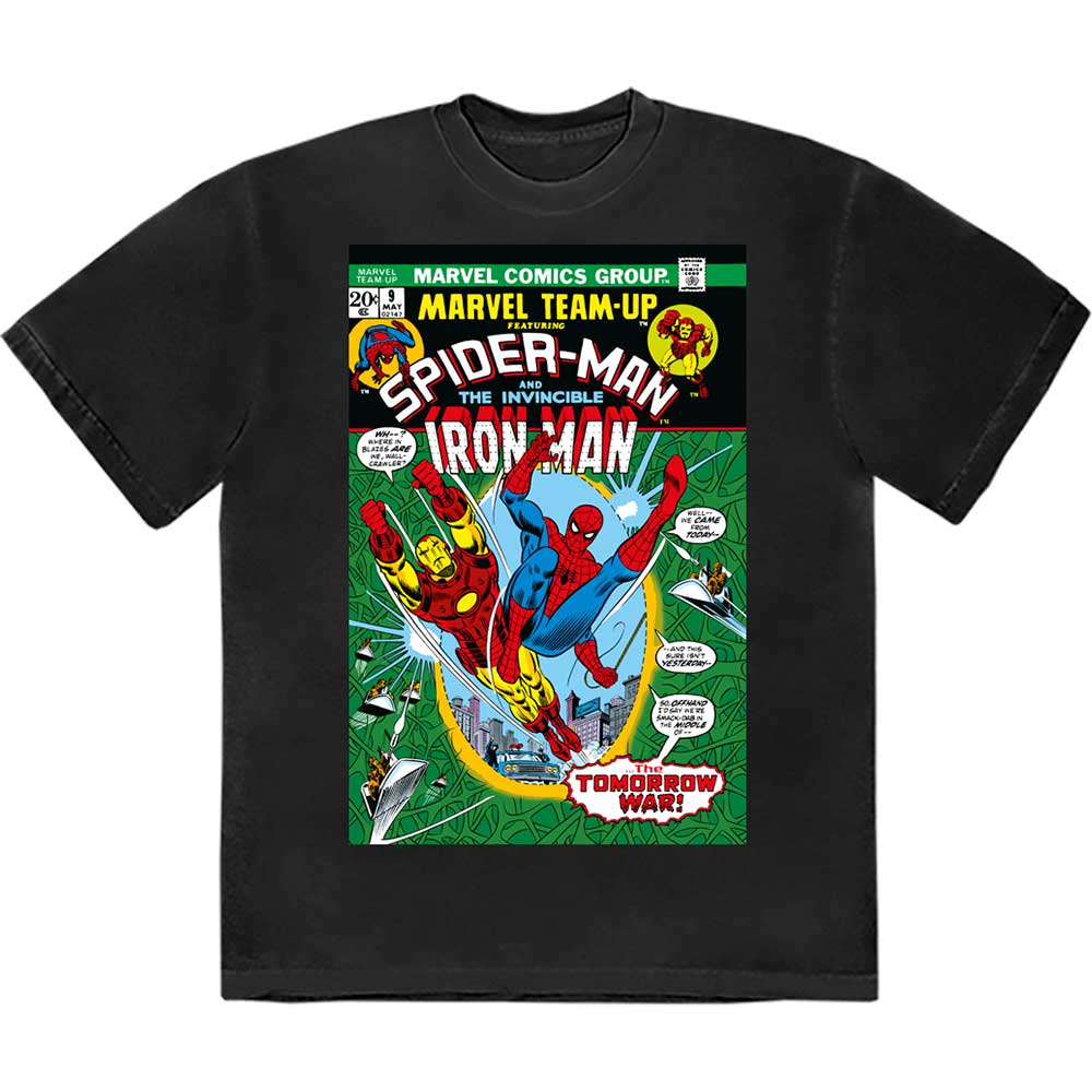 Marvel Comics | Spiderman & Iron Man Comic Cover - T-Shirt Black