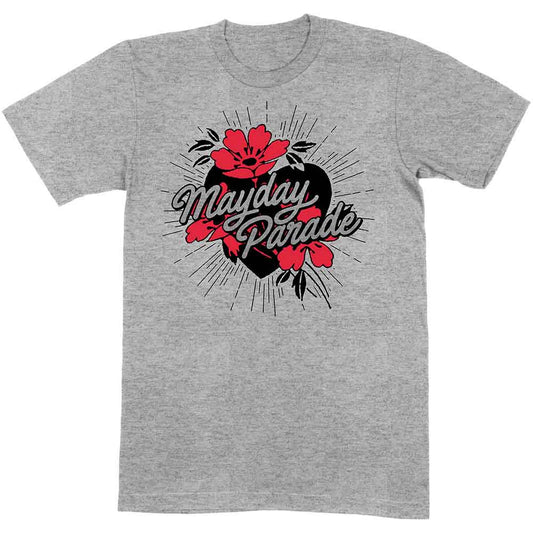 Mayday Parade | Heart and Flowers - T-Shirt Grey