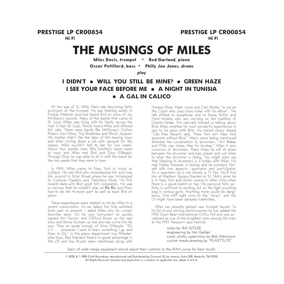 Miles Davis All Stars | The Musings Of Miles (Original Jazz Classics Series) (180 Gram Vinyl) - Vinyl