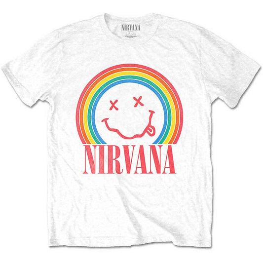 Nirvana | Happy Face Rainbow - T-Shirt White