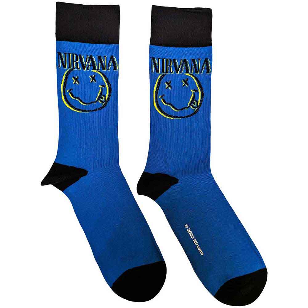 Nirvana | Inverse Happy Face - Socks Blue