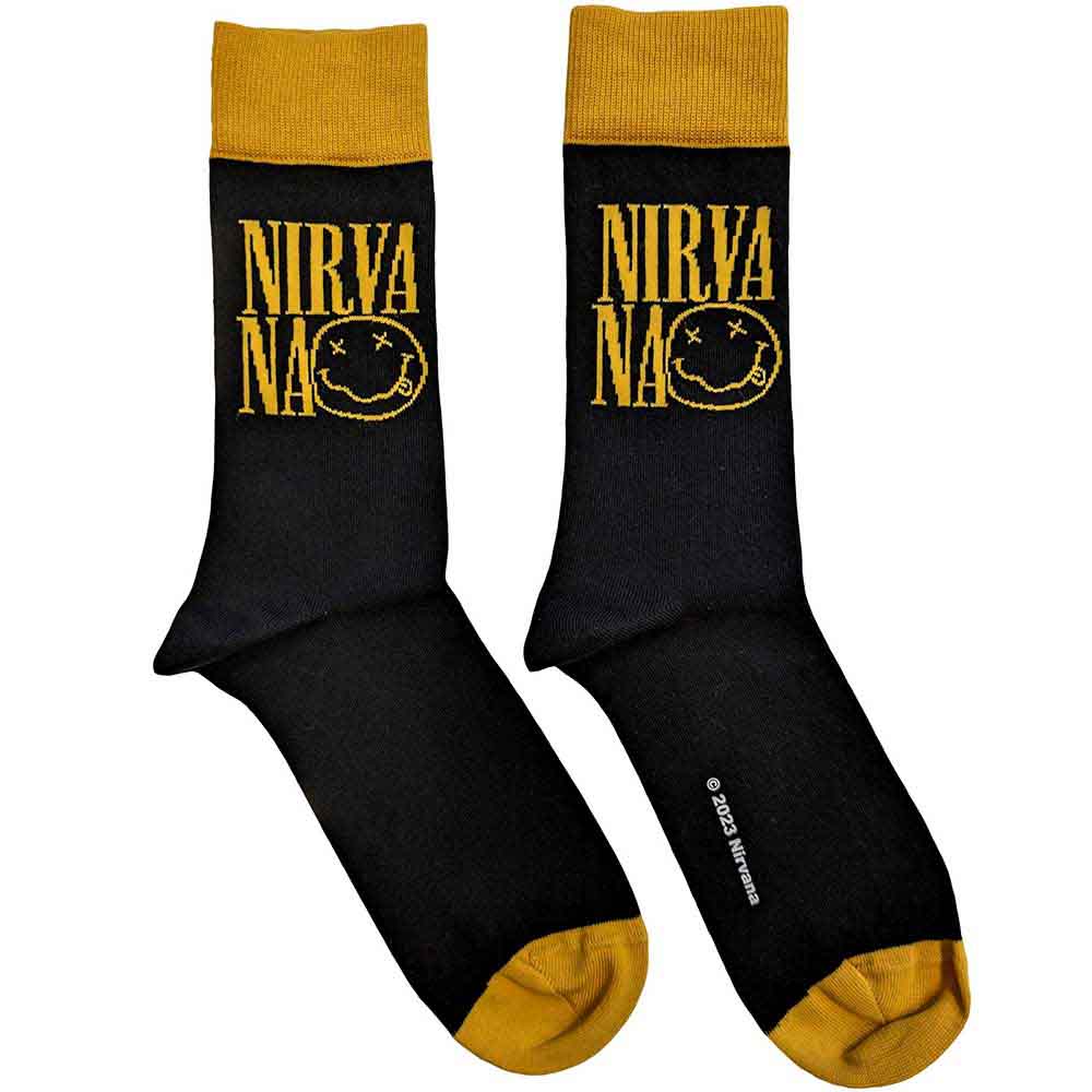 Nirvana | Logo Stacked - Socks Black