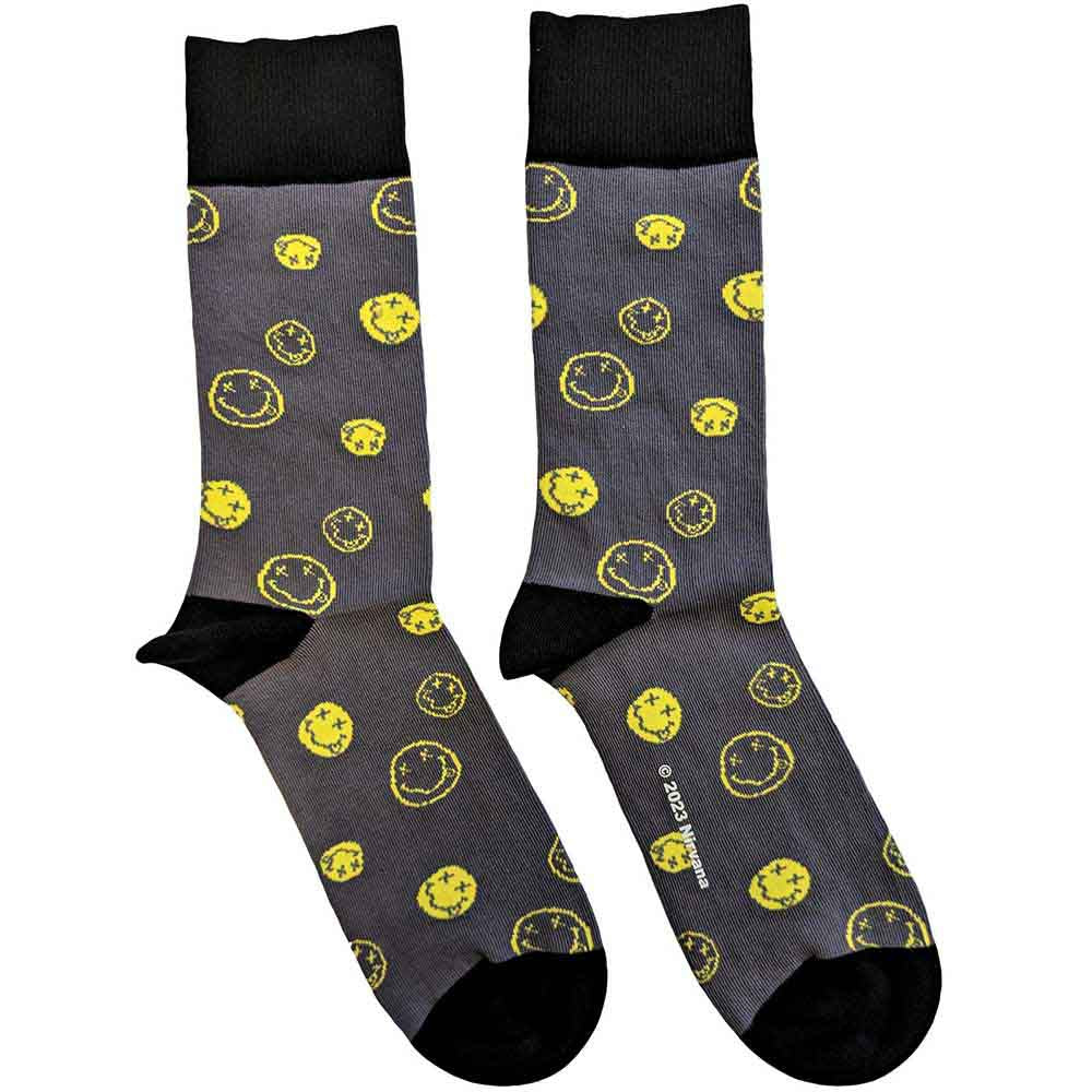 Nirvana | Mixed Happy Faces - Socks Grey