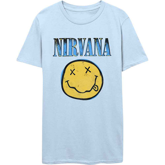 Nirvana | Xerox Happy Face Blue - T-Shirt Blue