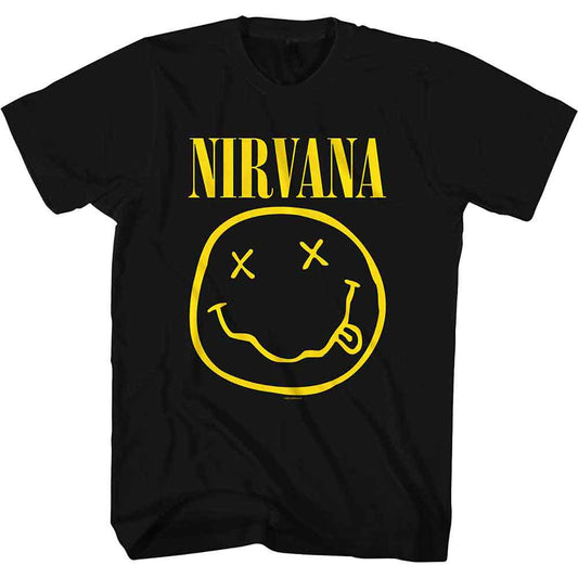 Nirvana | Yellow Happy Face - T-Shirt Black