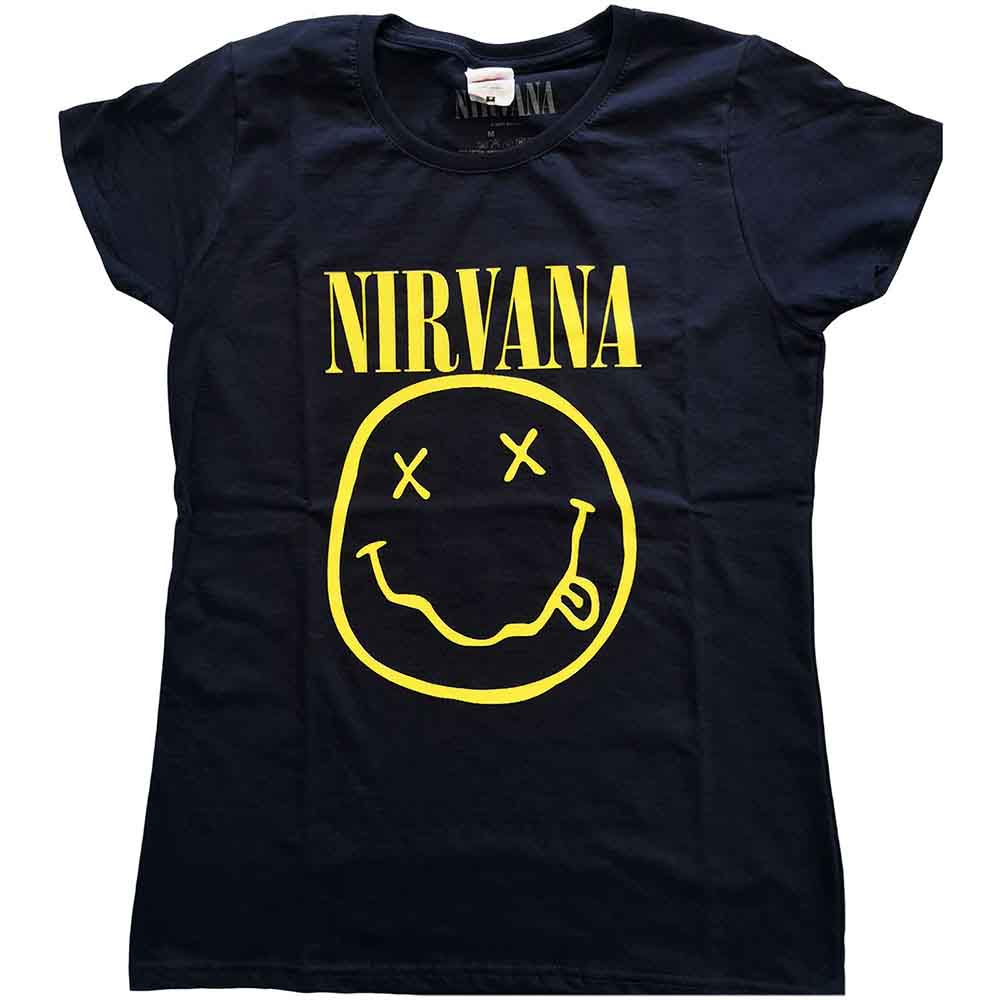 Nirvana | Yellow Happy Face - T-Shirt Blue