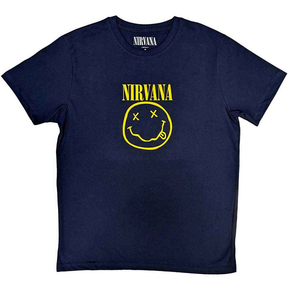 Nirvana | Yellow Happy Face - T-Shirt Blue