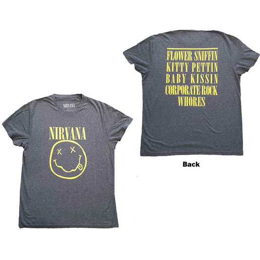 Nirvana | Yellow Happy Face - T-Shirt Grey