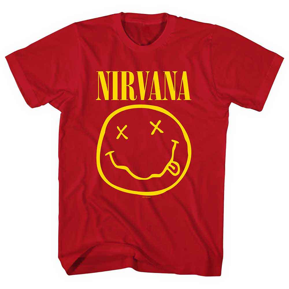 Nirvana | Yellow Happy Face - T-Shirt Red