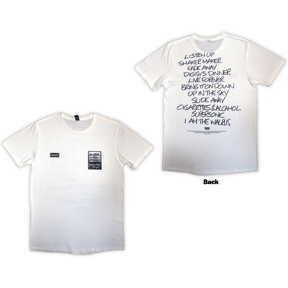 Oasis | Definitely Maybe AAA Setlist - White