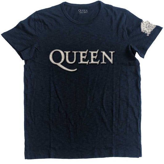 Queen | Logo & Crest - T-Shirt Blue