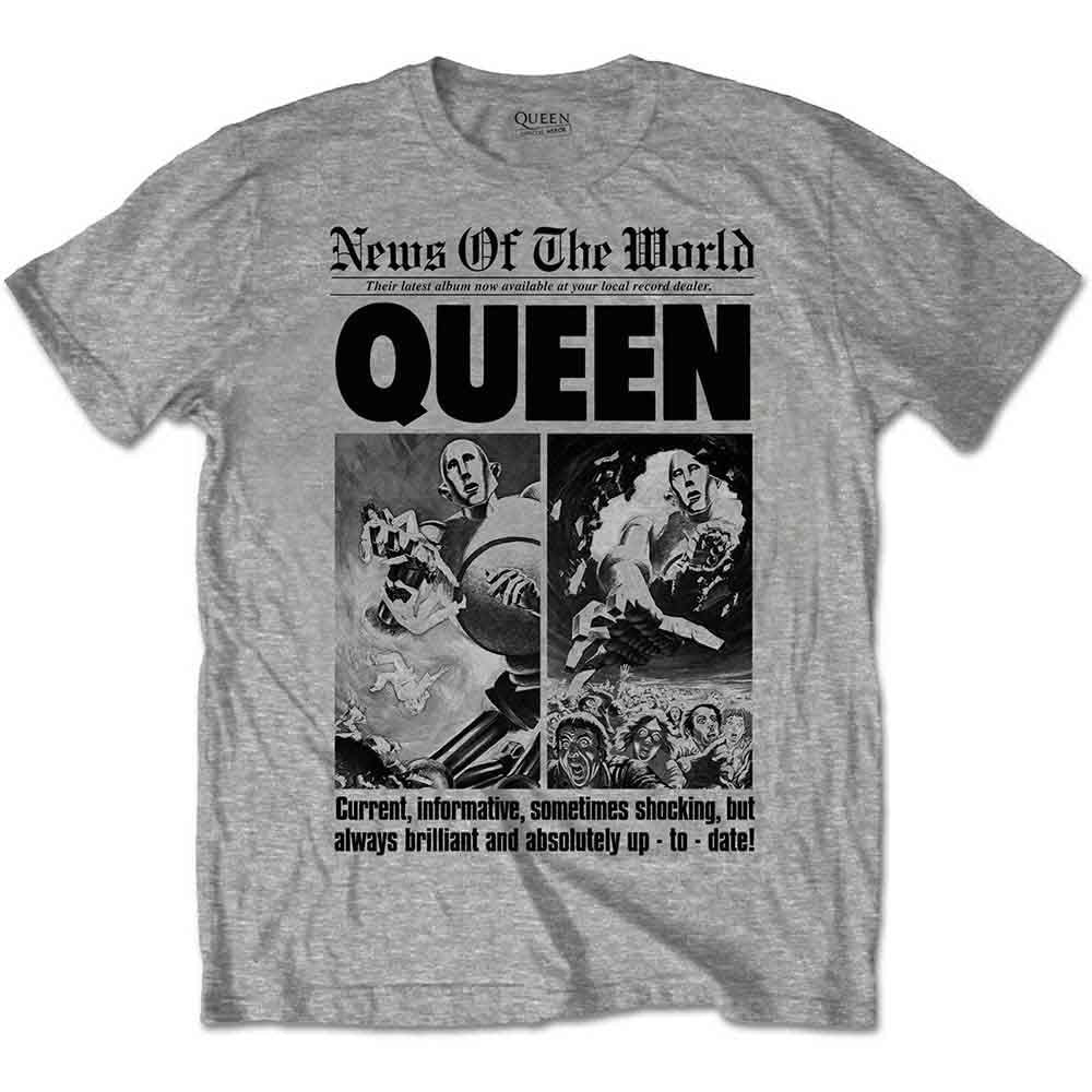 Queen | News of the World 40th Front Page - T-Shirt Grey