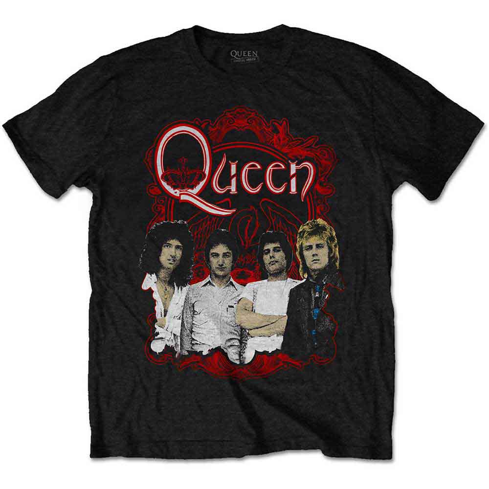 Queen | Ornate Crest Photo - T-Shirt Black