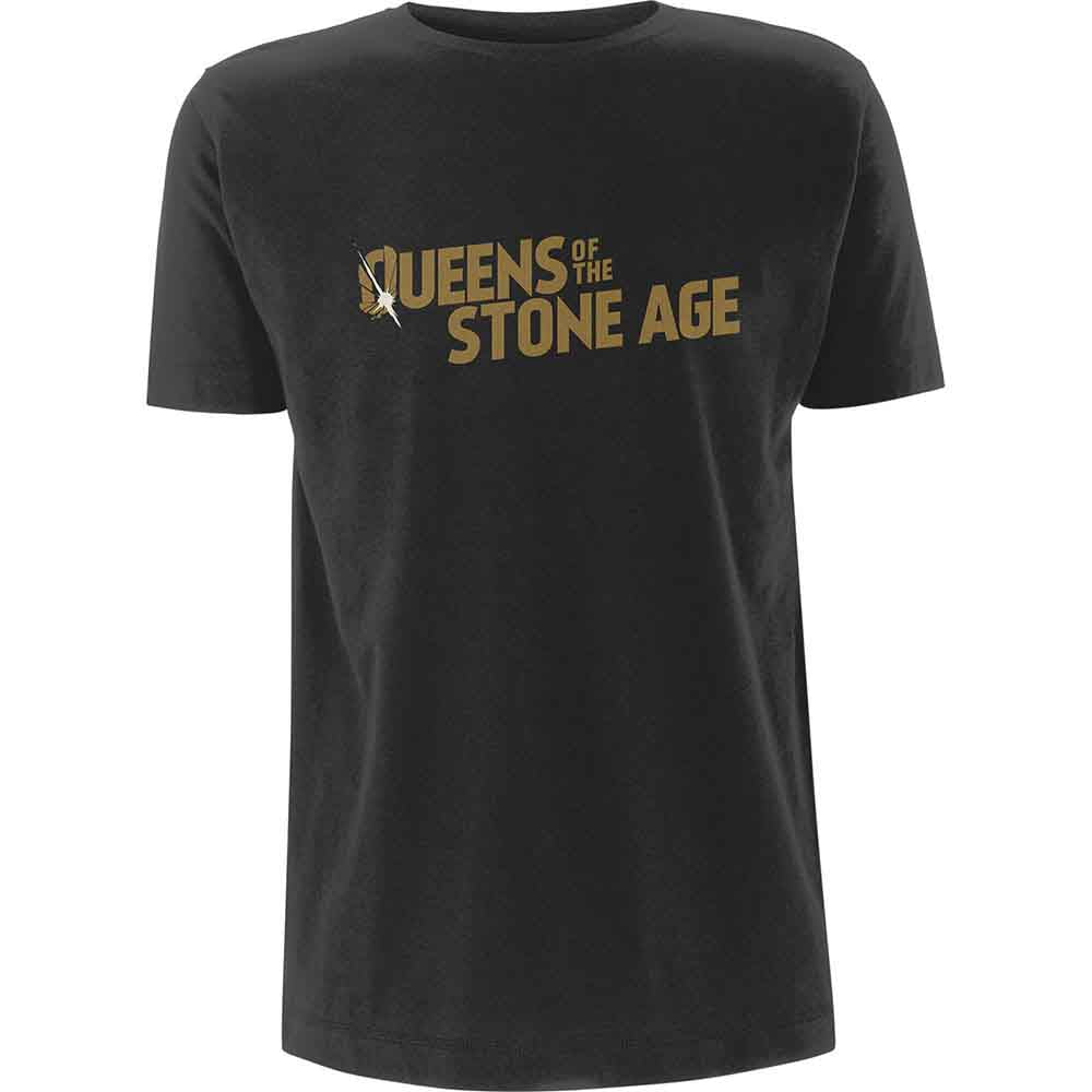 Queens Of The Stone Age | Metallic Text Logo - T-Shirt Grey