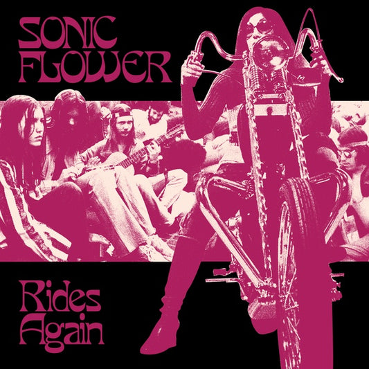 SONIC FLOWER | Rides Again (Alternate Cover) (White/Black/Pink Striped Vinyl) - Vinyl