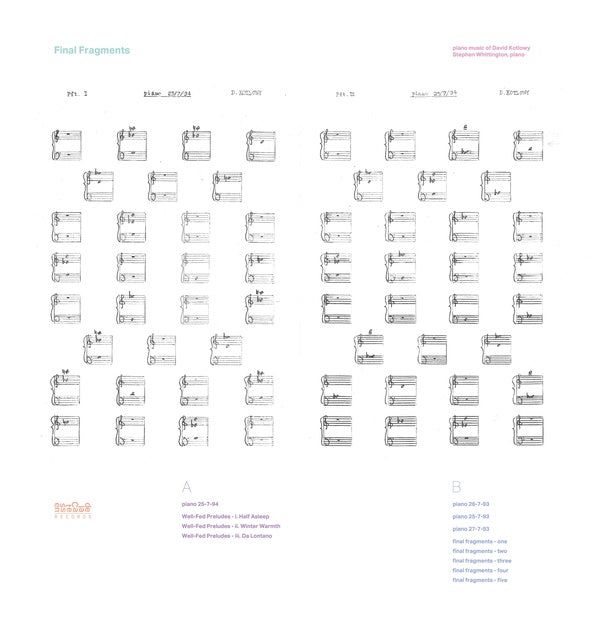 STEPHEN WHITTINGTON | Final Fragments - Piano Music of David Kotlowy - Vinyl