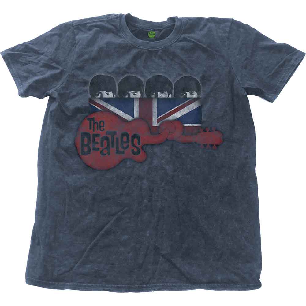 The Beatles | Guitar & Flag - T-Shirt Blue