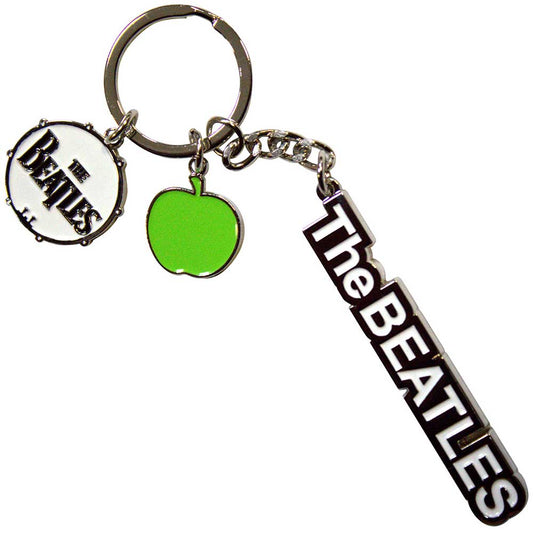 The Beatles | Text Logo Drop T Drum & Apple Charms -