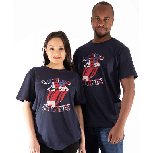 The Rolling Stones | British Flag Tongue - T-Shirt Blue