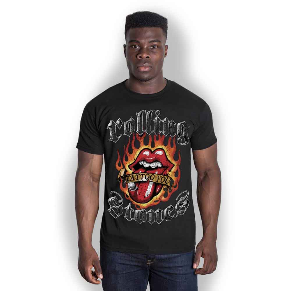 The Rolling Stones | Flaming Tattoo Tongue - T-Shirt Black