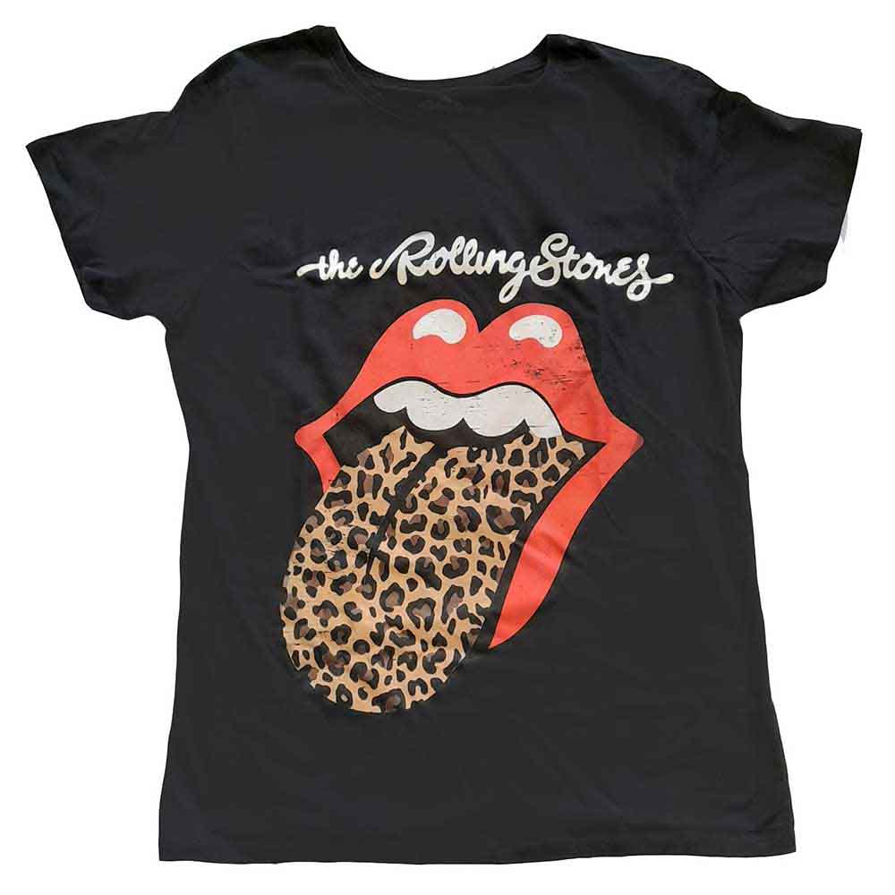 The Rolling Stones | Leopard Print Tongue - T-Shirt Black