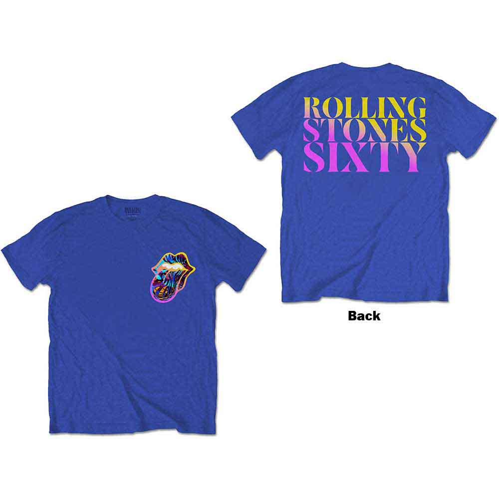 The Rolling Stones | Sixty Gradient Text - T-Shirt Blue