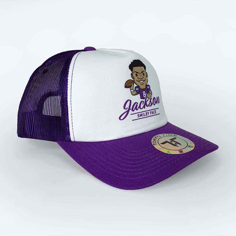 Tokyo Time | Lamar Jackson NFLPA Emoji - Hat White, Purple