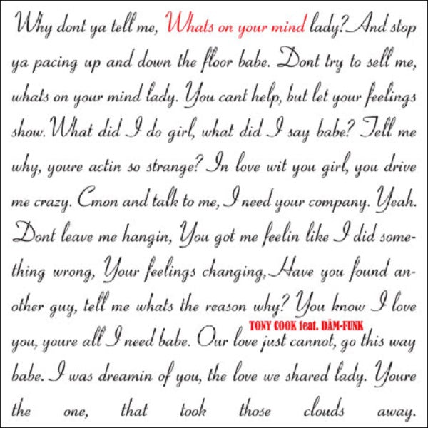 Tony Cook | The Rap ft. the Kids / What's On Your Mind ft Tevell - 7" - Vinyl