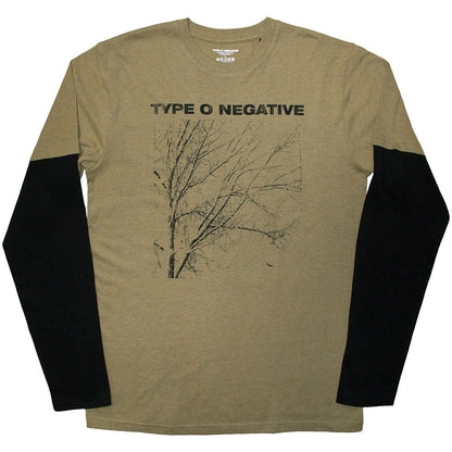 Type O Negative | Layered Long Sleeve T-Shirt: Tree – Black & Green (Back Print) - Apparel
