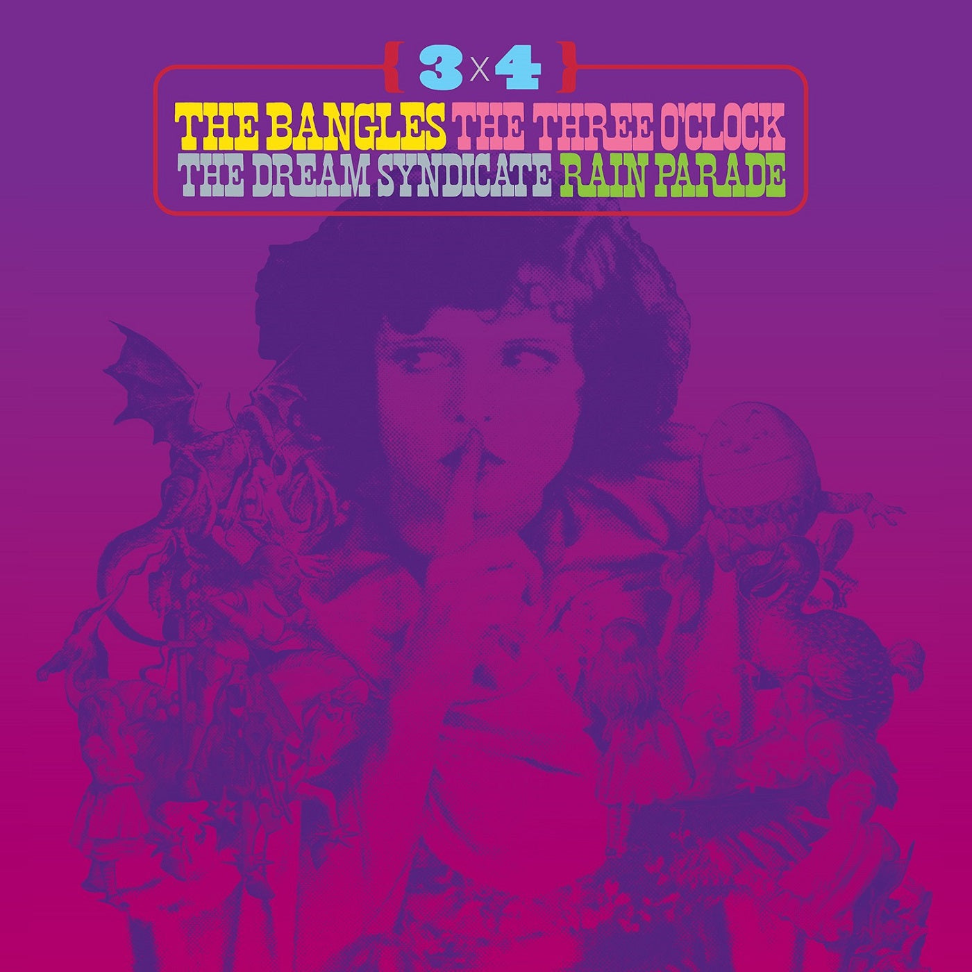 Various Artists | 3 x 4: The Bangles, The Three O'Clock, The Dream Syndicate, Rain Parade (PSYCHEDELIC SWIRL VINYL) - Vinyl