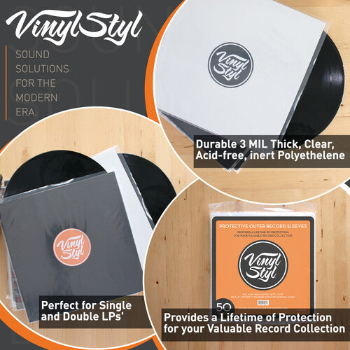 Vinyl Styl | Vinyl Styl® 12 Inch Record Outer Sleeve Polyethylene - 1000 Count Bulk (Clear) (Large Item, Ships in Own Container) - Sleeves