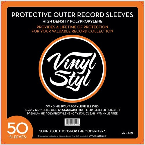 Vinyl Styl | Vinyl Styl® 12 Inch Vinyl Record Outer Sleeve Polypropylene 50 Count (Crystal Clear) - Sleeves