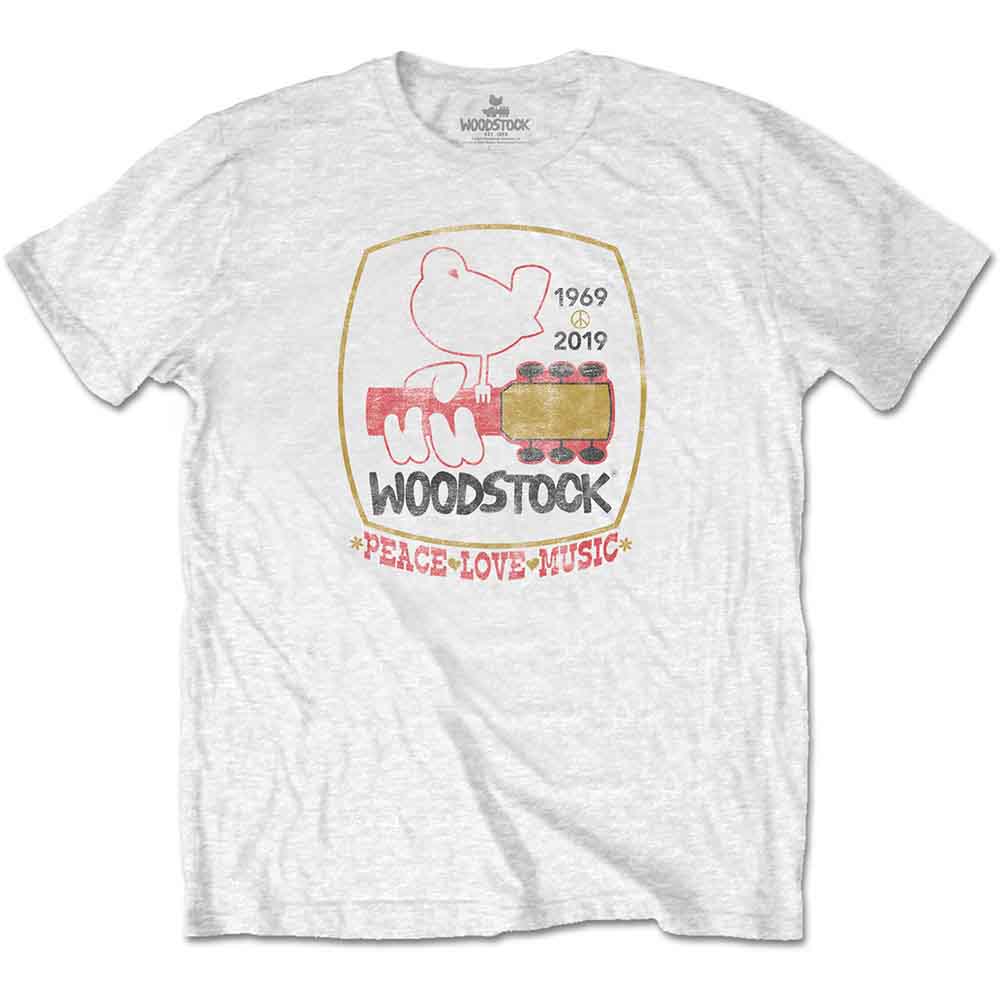 Woodstock | Peace Love Music - T-Shirt White